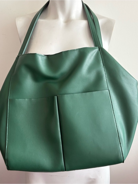 Zara Handbags - Zara Emerald Green Women's Tote Bag with Front Pockets